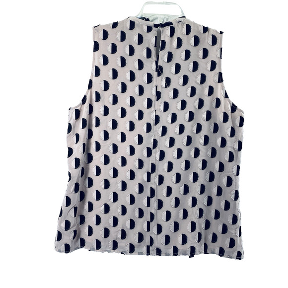 Nine‎ West Top Womens Large Pale Pink Black Polka Dot Sleeveless Dress Blouse - Picture 2 of 10